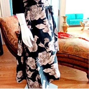 🔥R&M Richards Black Taupe Formal 3-4 Sleeves High-Low Zip up Dress 16W EUC